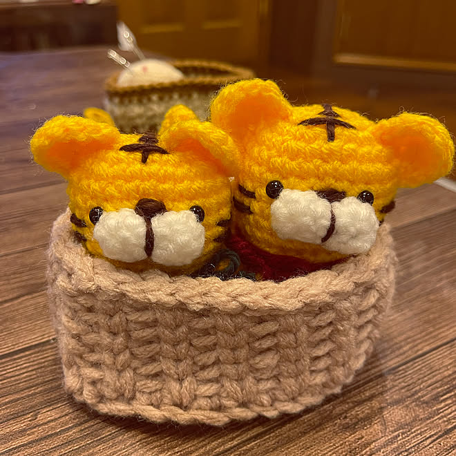 細編み模様編み ニコあみさん カゴ編み アクリル毛糸 寅 などのインテリア実例 21 12 10 21 31 13 Roomclip ルームクリップ