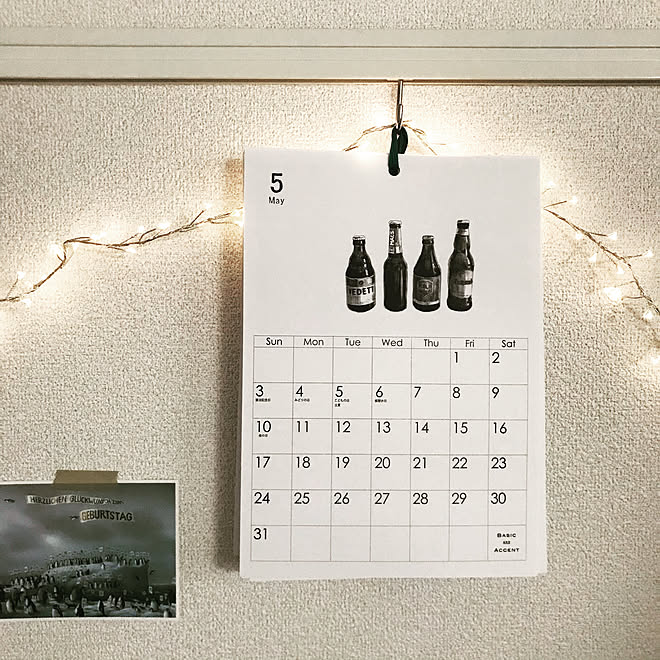 カレンダー アパート 1ldk 賃貸 ベッド周り などのインテリア実例 05 17 05 38 Roomclip ルームクリップ