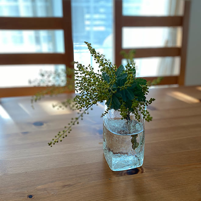 ミモザ 気泡入りガラス 吹きガラス 作家もの ガラスベース などのインテリア実例 22 02 03 09 50 54 Roomclip ルームクリップ