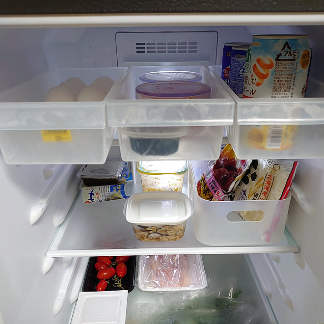 キッチン 一人暮らし セリア Panasonicの冷蔵庫 冷蔵庫の中 などのインテリア実例 19 08 18 22 01 12 Roomclip ルームクリップ