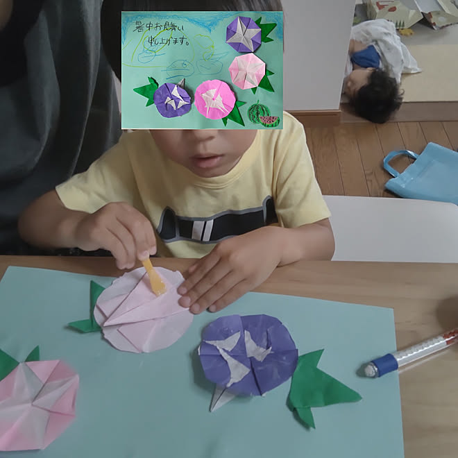 棚 子どもと暮らす 夏 朝顔 折り紙 などのインテリア実例 22 08 17 14 15 08 Roomclip ルームクリップ