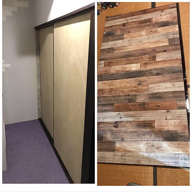板目風壁紙 男前 襖リメイク Diy インダストリアル などのインテリア実例 21 03 31 23 10 36 Roomclip ルームクリップ