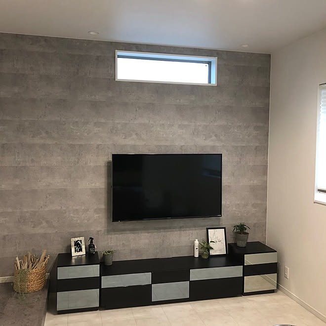 壁紙 観葉植物 グレーインテリア ダイソー リビングのインテリア実例 19 09 04 18 01 43 Roomclip ルームクリップ