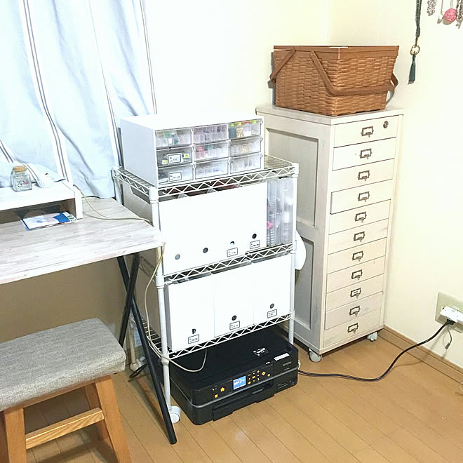 棚 山善おうちすっきりラックモニター応募 ニトリ スチールラック プリンター置き場 などのインテリア実例 18 03 07 22 33 31 Roomclip ルームクリップ
