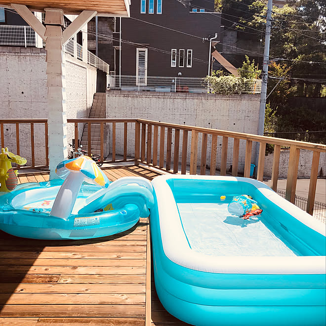 プール遊び プール ウッドデッキ 縁側ウッドデッキ カリフォルニアスタイル などのインテリア実例 05 30 10 18 31 Roomclip ルームクリップ