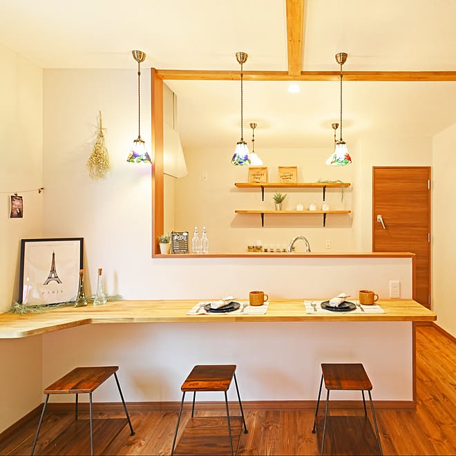 ダイニング カウンタースペース ペンダントライト カフェ風 カウンター などのインテリア実例 21 03 10 09 43 03 Roomclip ルームクリップ