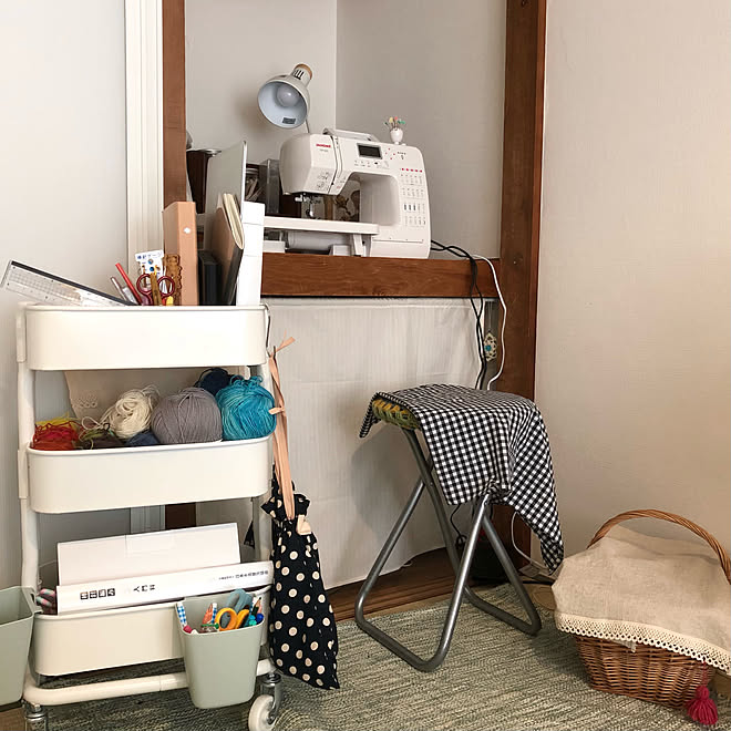 カゴ収納 かご イケア ワゴン 毛糸収納 などのインテリア実例 21 04 05 21 38 59 Roomclip ルームクリップ