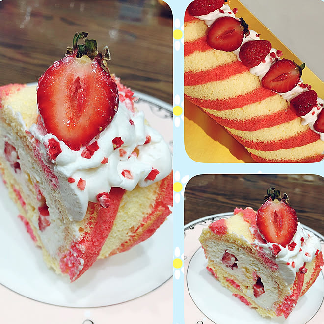 フロマージュ クリーム ストライプロールケーキ いちご Jillstuart お皿 ロールケーキ などのインテリア実例 22 03 21 01 13 35 Roomclip ルームクリップ