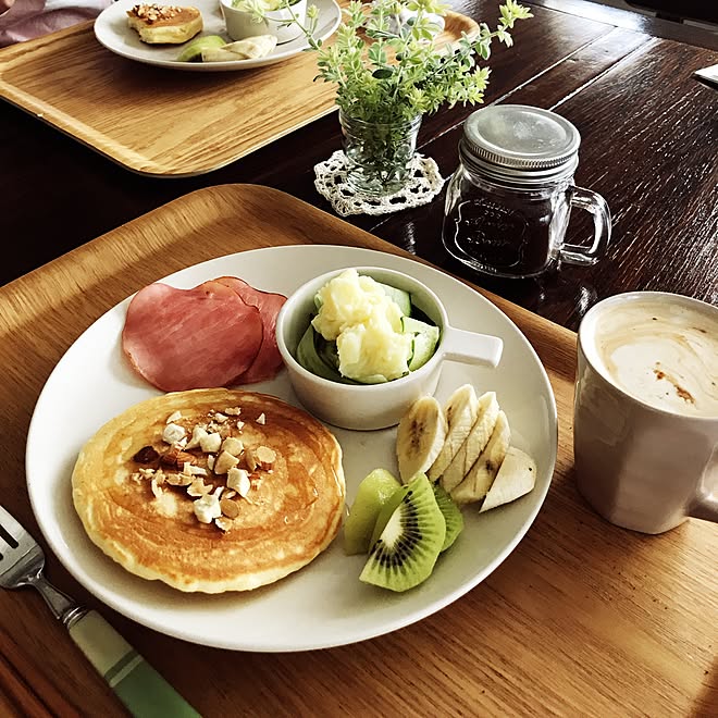 キッチン ナチュラル パンケーキ ワンプレート 朝食 などのインテリア実例 17 05 12 07 44 30 Roomclip ルームクリップ