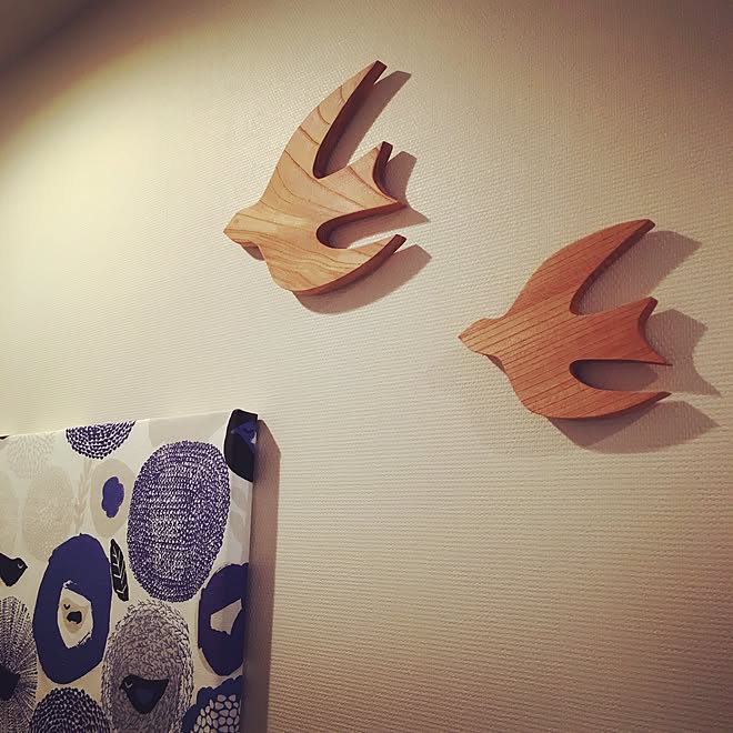 玄関 入り口 鳥オブジェ 木ごこち ファブリックパネル カウニステ などのインテリア実例 17 04 18 29 44 Roomclip ルームクリップ