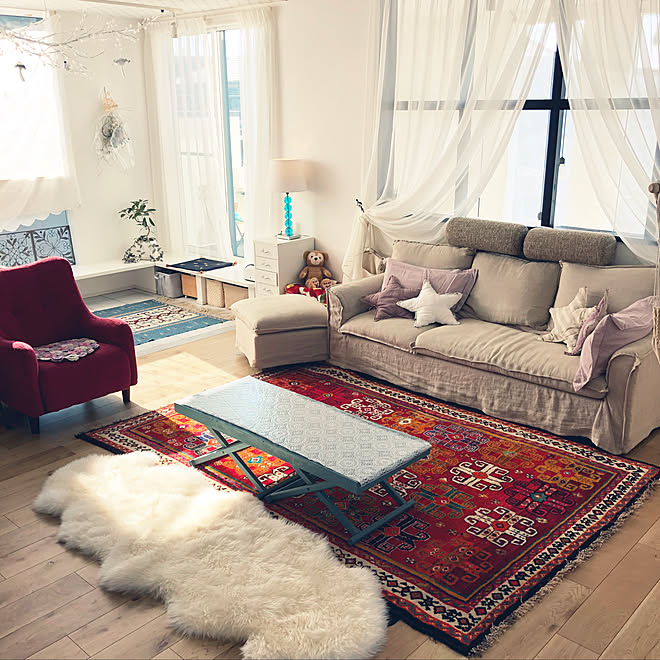 リビング ムートンラグ Boho ペルシャ絨毯 2階リビング などのインテリア実例 17 12 25 14 12 22 Roomclip ルームクリップ