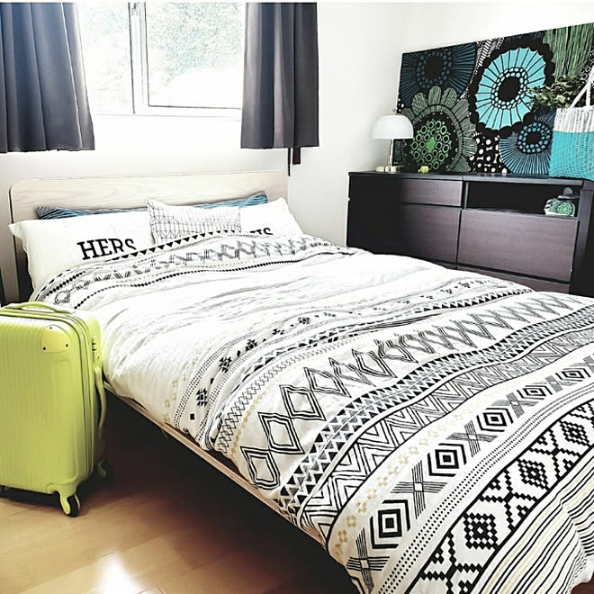 ベッド周り 布団カバー 北欧インテリア ニトリの掛けカバー ニトリ などのインテリア実例 10 17 00 17 56 Roomclip ルームクリップ