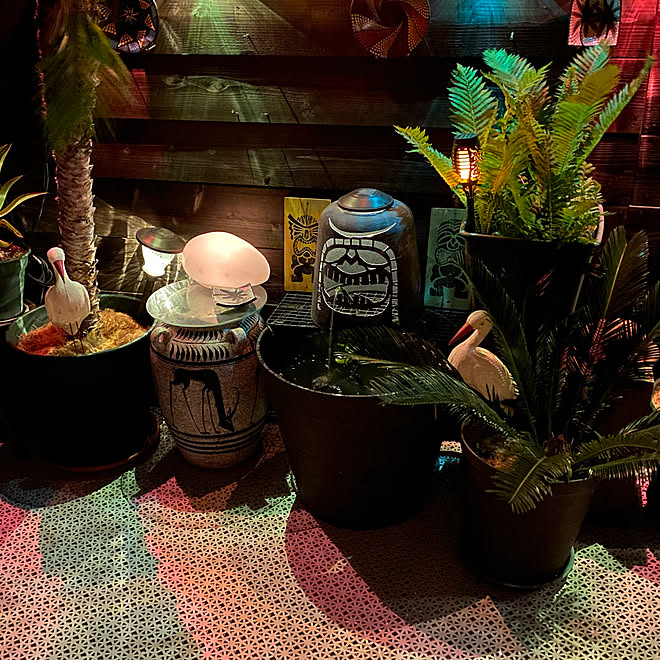 Tiki 手作り噴水 イケアでおうちアウトドア Ikea ハワイアン などのインテリア実例 21 05 09 03 56 Roomclip ルームクリップ