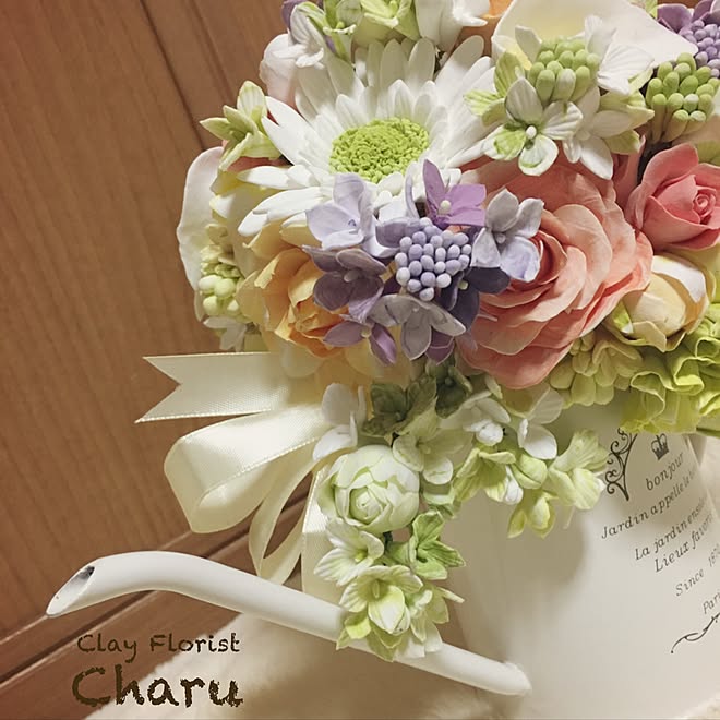 部屋全体 パステルカラー ハンドメイド クレイのお花 紙粘土のインテリア実例 17 03 12 19 24 14 Roomclip ルームクリップ