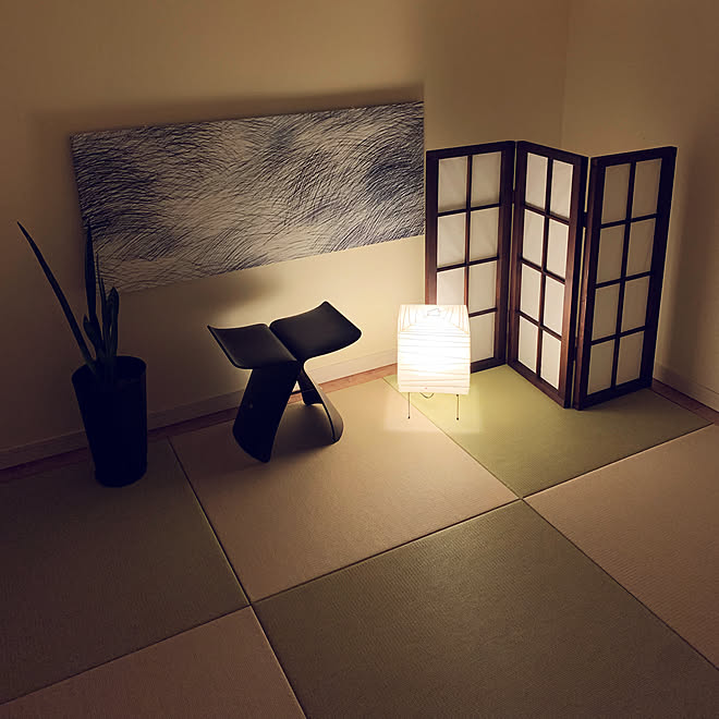 ライティング/北欧ミックス/ファブリックパネル手作り/衝立DIY/AKARI&hellip;などのインテリア実例 20191220 2252