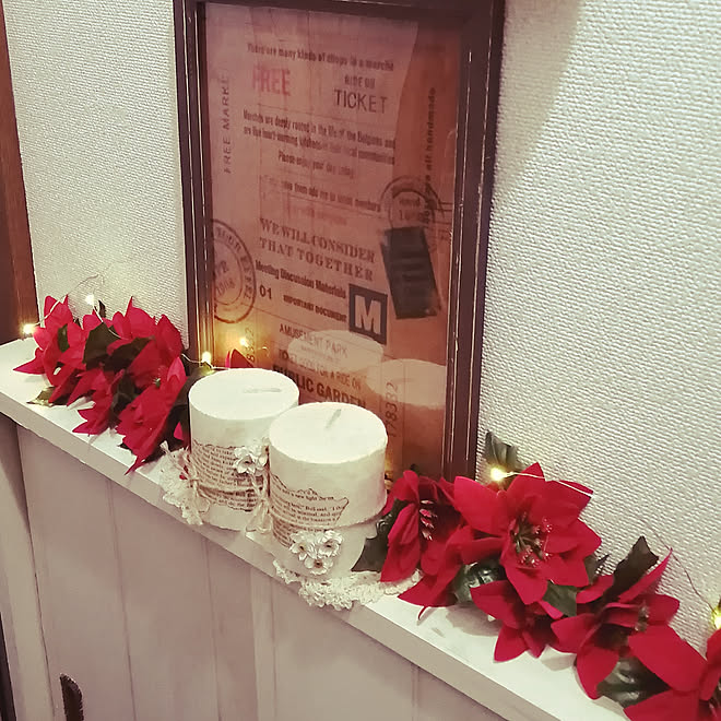 玄関/入り口/クリスマス/靴箱の上/キャンドル/アンティーク調...などのインテリア実例 - 2019-12-04 14:07:55
