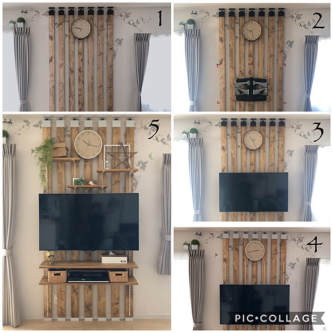 記録用ですのでお気遣いなく ᵕ̈ */seria/ワトコオイルダークウォルナット/壁掛けテレビDIY/天然木シート...などのインテリア実例 - 2020-02-13 22:05:15