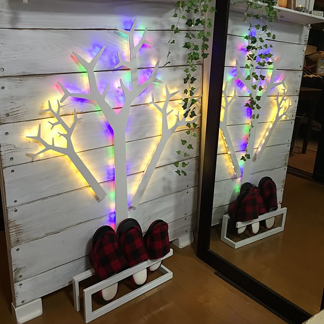 玄関/入り口/イルミネーション/RCの出会いに感謝♡/いなざうるす屋さん/ディアウォール&hellip;などのインテリア実例 20161207