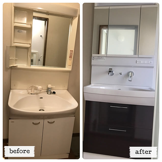 バス トイレ 狭い洗面所 洗面台 中古戸建て リフォーム などのインテリア実例 18 05 26 09 23 49 Roomclip ルームクリップ