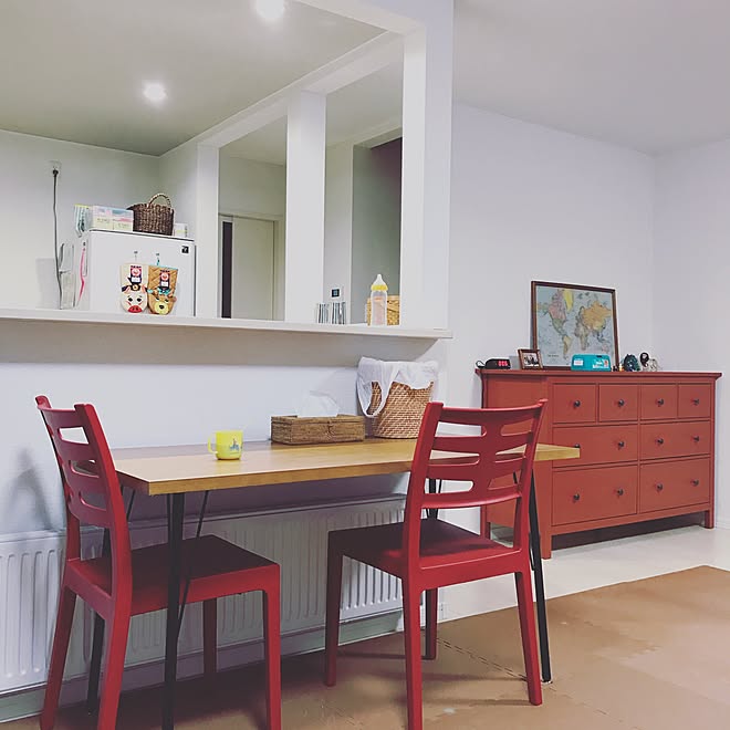 赤い椅子 ダイニングチェア ダイニングテーブル ダイニング ガーデンチェア などのインテリア実例 17 01 06 14 51 Roomclip ルームクリップ