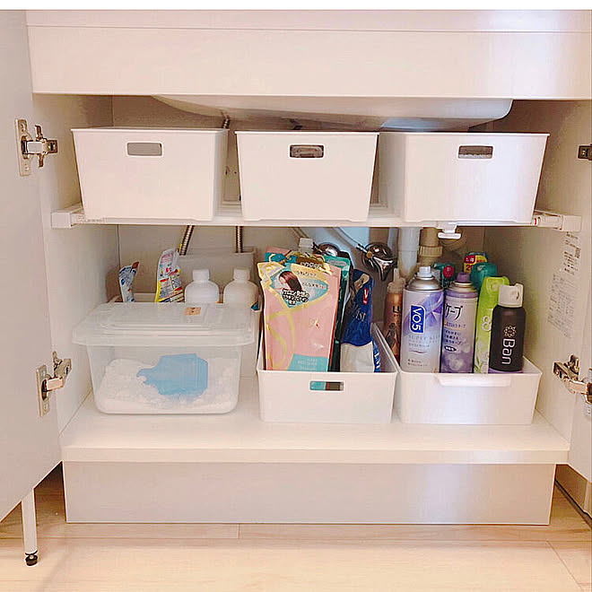 セリア ニトリ 洗面台下収納 5 29 洗面所 などのインテリア実例 05 29 21 33 37 Roomclip ルームクリップ