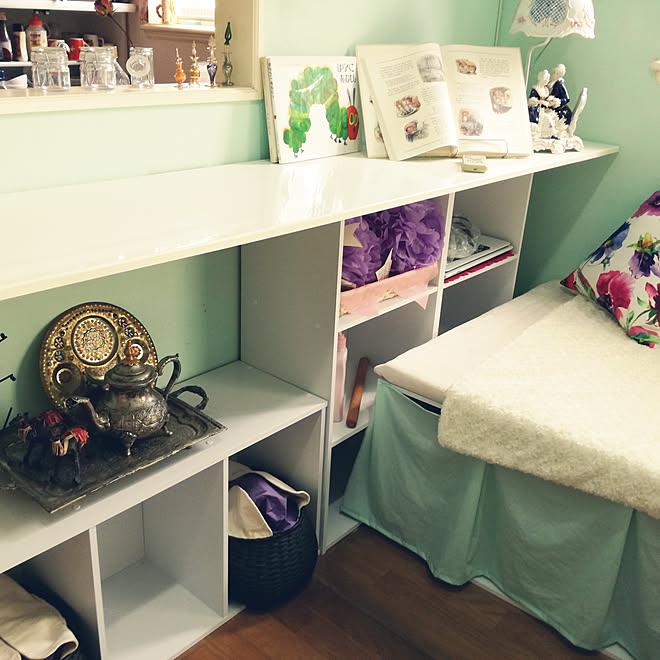 リビング カラーボックス Diy ペンキ塗りました 畳小上がり などのインテリア実例 19 08 07 12 24 14 Roomclip ルームクリップ