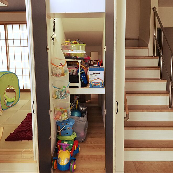 リビング おもちゃ収納 階段下収納 階段下スペース 階段のインテリア実例 17 07 03 14 05 31 Roomclip ルームクリップ