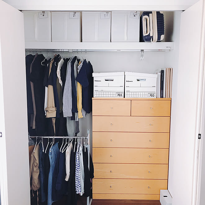 おしゃれクローゼットにしたい Ikea Skubb ハンガーパイプ 無印良品 クローゼット収納 などのインテリア実例 05 09 59 31 Roomclip ルームクリップ