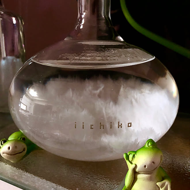 iichikoフラスコ/玄関/入り口/焼酎の空き瓶/セリアのカエル/ストームグラス手作り&hellip;などのインテリア実例 20181202