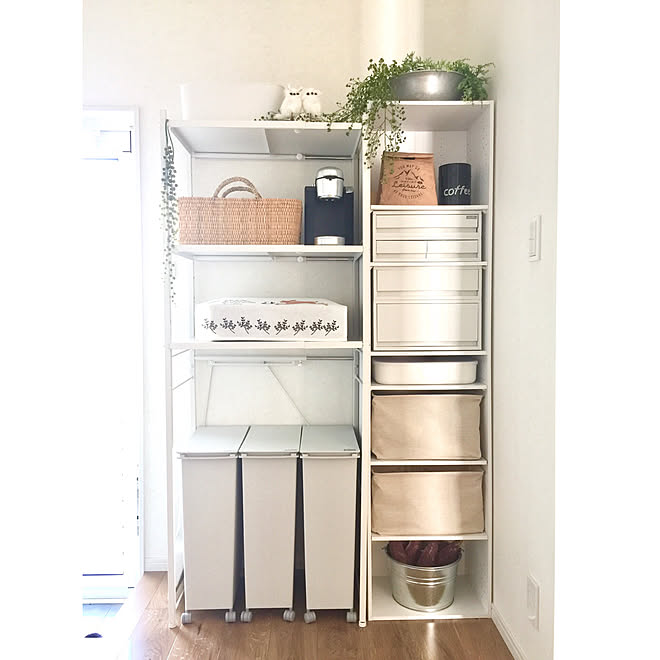 棚 ニトリ カラーボックス キッチンすっきりラック 無印良品 などのインテリア実例 17 10 30 14 37 49 Roomclip ルームクリップ
