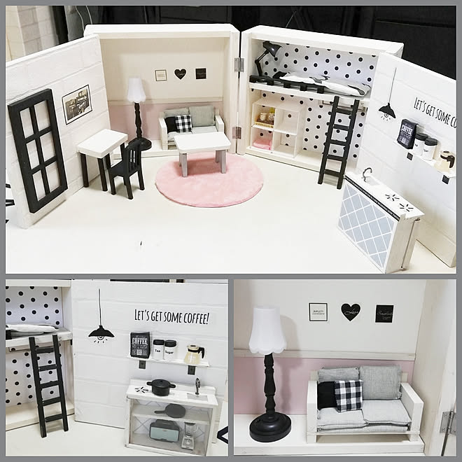部屋全体 こどもと暮らす リカちゃんハウス リカちゃんハウスdiy モノトーンインテリア などのインテリア実例 19 11 08 21 53 21 Roomclip ルームクリップ