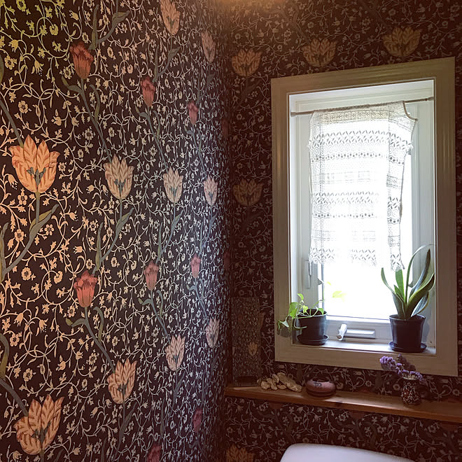バス トイレ セリア ウィリアムモリス壁紙 花柄 ウィリアムモリス などのインテリア実例 18 05 17 10 58 33 Roomclip ルームクリップ