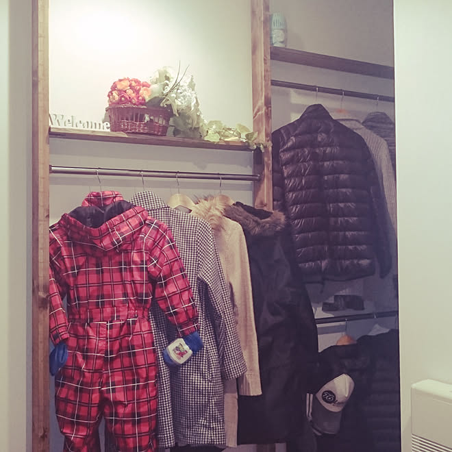 玄関 入り口 コートハンガー ディアウォール Diy ハンガーラックのインテリア実例 18 01 17 13 01 25 Roomclip ルームクリップ