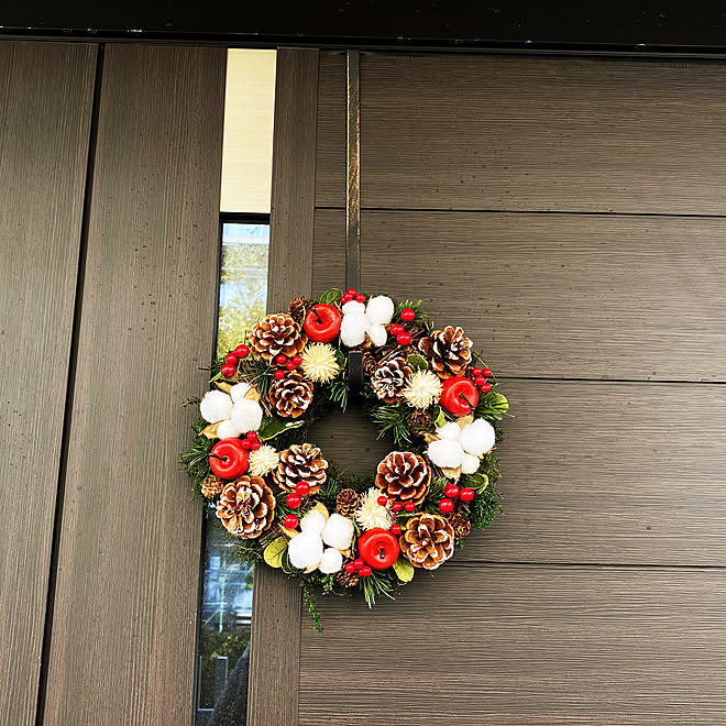 クリスマス ナチュラルリース リースハンガー リースフック アイアン などのインテリア実例 12 05 10 45 00 Roomclip ルームクリップ