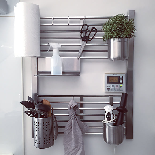 クングスフォルス Ikea Diy 壁面収納 キッチンツール などのインテリア実例 01 09 14 17 54 Roomclip ルームクリップ