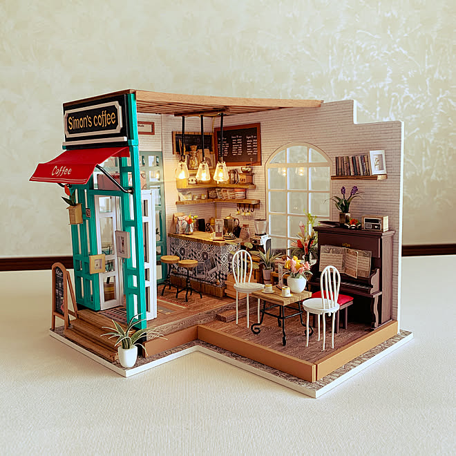 コーヒーショップカウンター/ミニチュアハウス/心地よい暮らし/ハンドメイド/ナチュラルインテリア&hellip;などのインテリア実例 202009