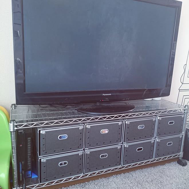 リビング 無印良品 テレビ台 テレビボード スチールラックのインテリア実例 17 03 17 15 23 37 Roomclip ルームクリップ
