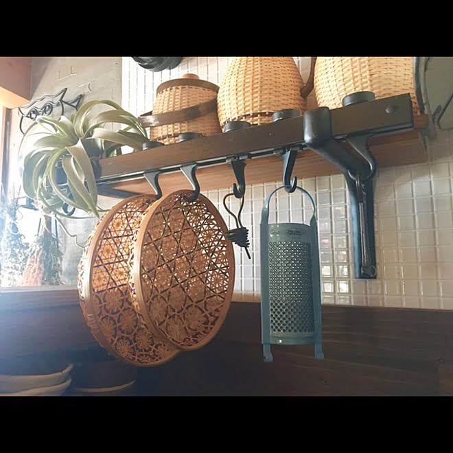 竹かご ザル収納 吊り下げ収納 Marusan流 キッチンのインテリア実例 21 08 28 15 11 05 Roomclip ルームクリップ
