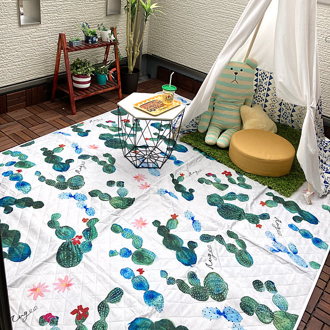 ベランピング ベランダ Rugoo レジャーシート おうちピクニック などのインテリア実例 07 13 10 56 24 Roomclip ルームクリップ