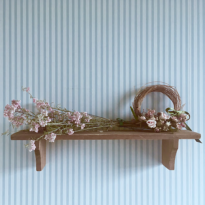 壁紙 ドライフラワー ナチュラル カントリー 壁 天井のインテリア実例 17 10 02 14 55 Roomclip ルームクリップ