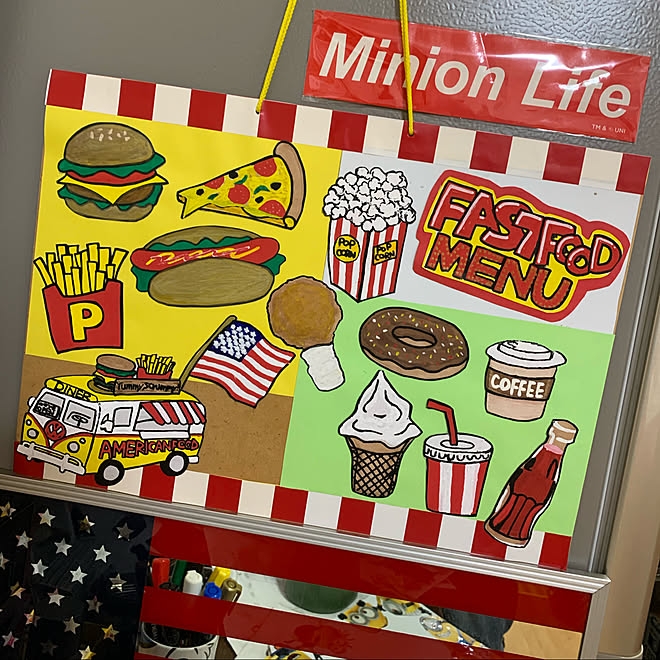 お絵描き メニュー ファーストフード アメリカン アメリカンポップ などのインテリア実例 04 06 43 15 Roomclip ルームクリップ