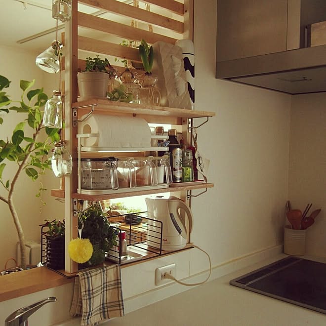 キッチン/調味料棚/カフェ化計画/DIY/ヒヤシンス&hellip;などのインテリア実例 20150225 204445