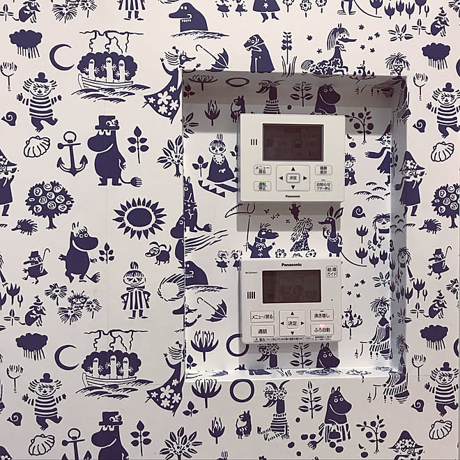 キッチンの壁 ニッチ ムーミン 壁紙 スイッチまわり キッチンのインテリア実例 19 12 06 40 33 Roomclip ルームクリップ