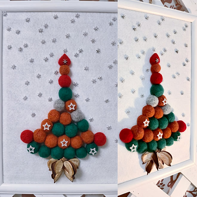壁 天井 クリスマス 羊毛フェルト 羊毛ニードル まんまる などのインテリア実例 10 21 54 25 Roomclip ルームクリップ