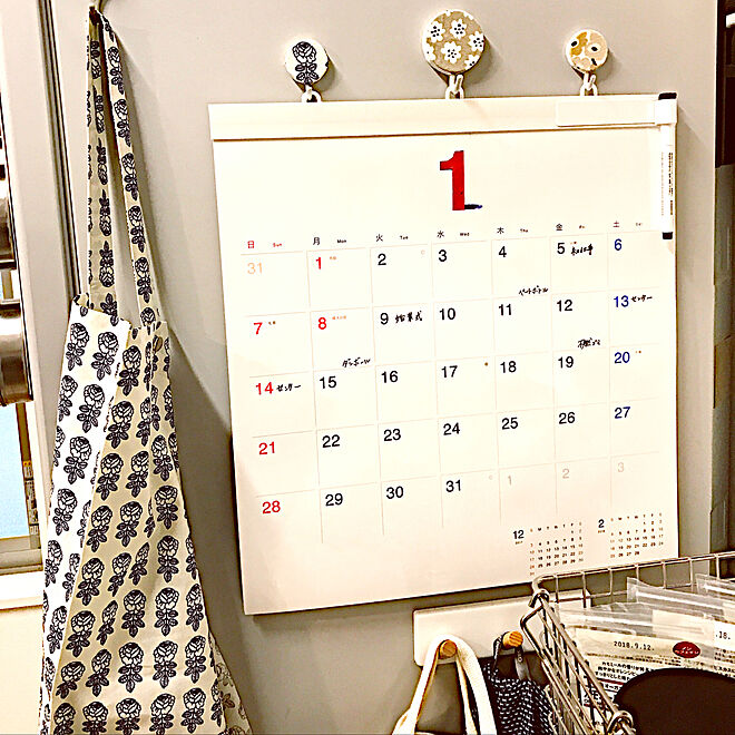 キッチン 無印良品 ホワイトボードカレンダー ほぼ日 カレンダーのインテリア実例 18 01 08 17 16 15 Roomclip ルームクリップ