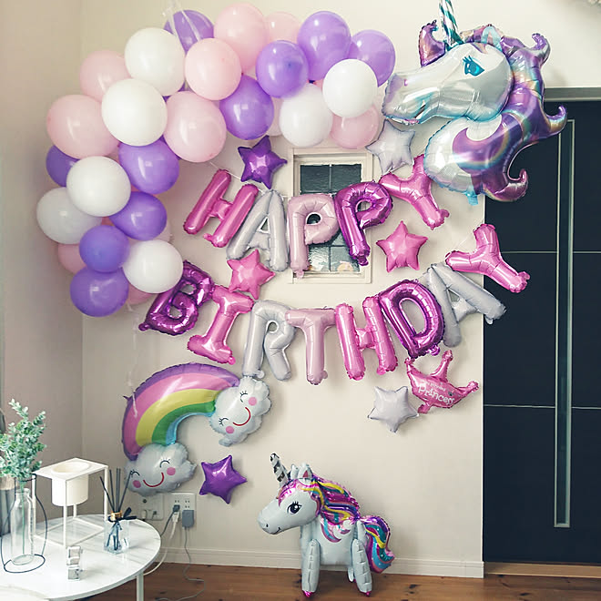 Deerzon ユニコーン 7歳 数字 バルーン セット 誕生日 飾り付け 女の子 風船 装飾 バースデー パーティー 星 スター 数字 Dack In 通販 女の子の誕生日パーティーの装飾年齢番号バルーンのための7個のユニコーンバルーンセット