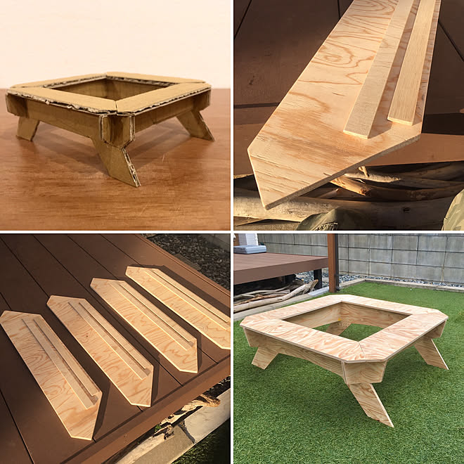 囲炉裏テーブル 合板 焚火テーブル Diy ワトコオイル などのインテリア実例 10 28 21 37 01 Roomclip ルームクリップ