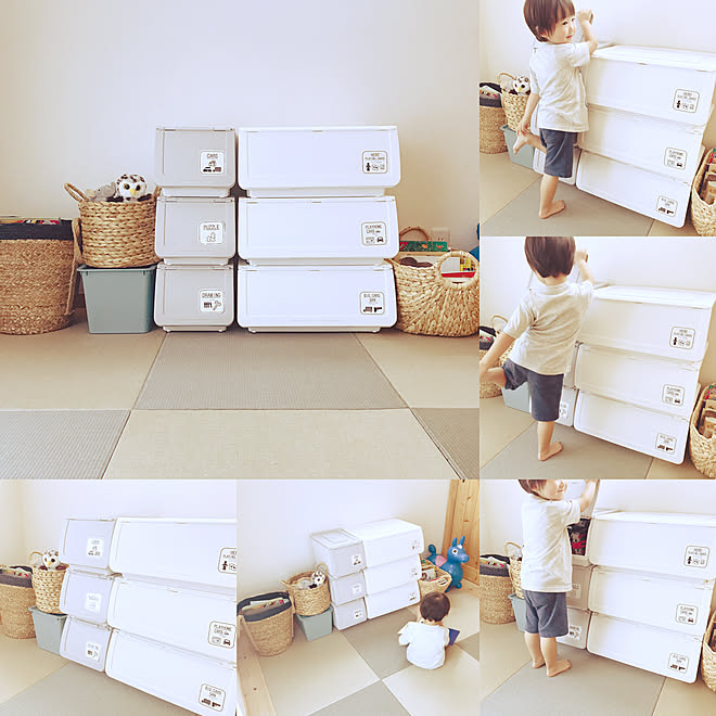 おもちゃ カゴ収納 フラッテ ニトリ 自作ラベル などのインテリア実例 19 07 28 23 32 22 Roomclip ルームクリップ