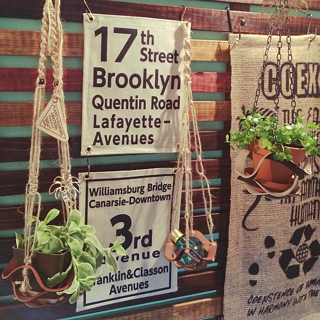 壁/天井/ハトメパンチ/セリアバスロールサイン/カフェ風/cafe風...などのインテリア実例 - 2015-08-03 23:11:43