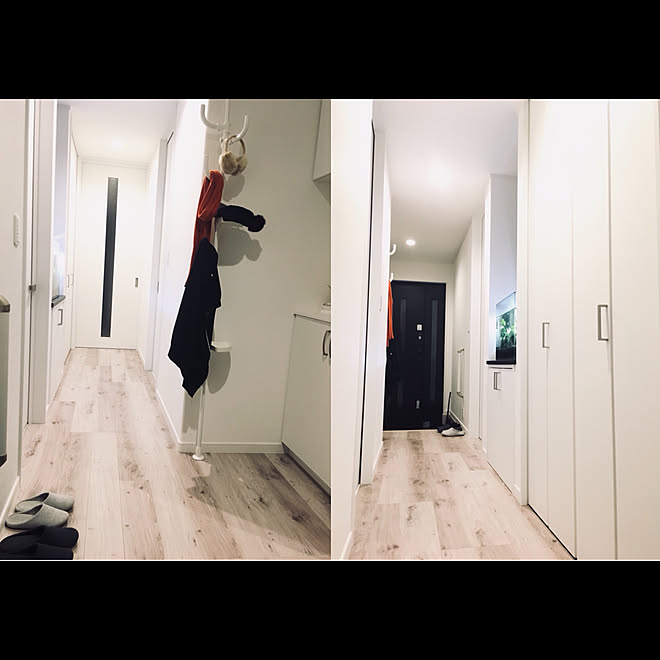 玄関 入り口 突っ張りポールハンガー Lixil 建具 Lixil玄関ドア ラシッサdフロアホワイトオーク などのインテリア実例 18 03 09 01 53 39 Roomclip ルームクリップ